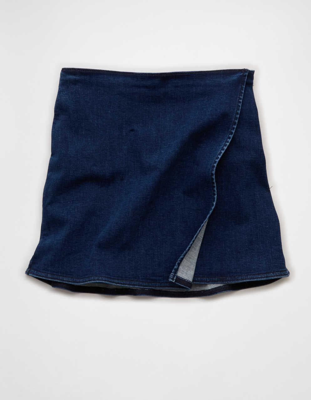 AE Next Level High-Waisted Denim Mini Wrap Skort