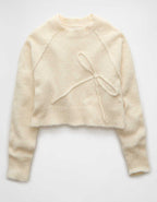 AE Cropped Crew Neck Bow Sweater
