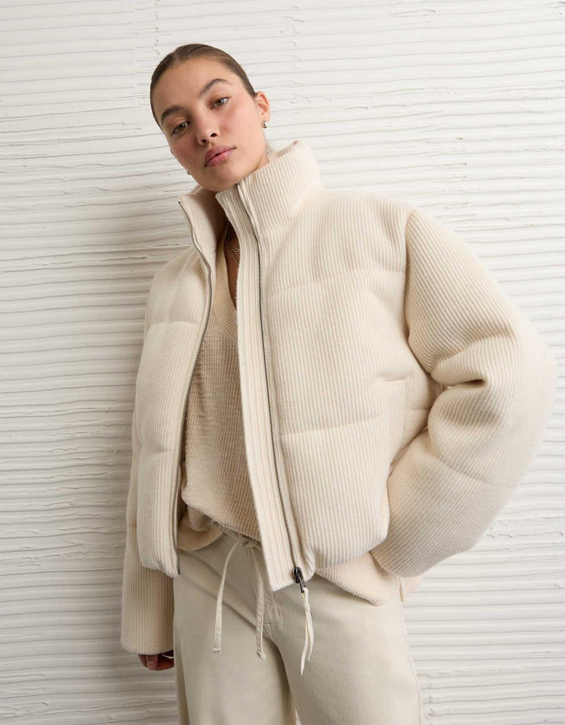 AE Cropped Sweater Puffer Jacket
