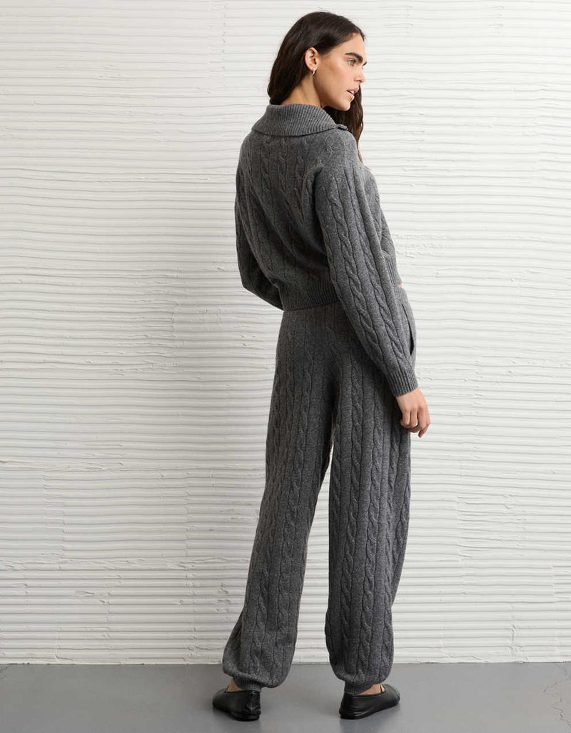 AE Cable-Knit Quarter-Zip Sweater