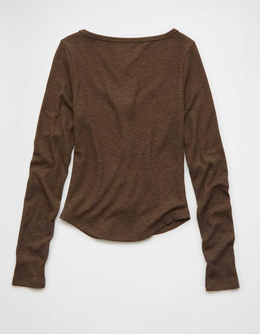 AE Waffle Long Sleeve Button-Up Tee
