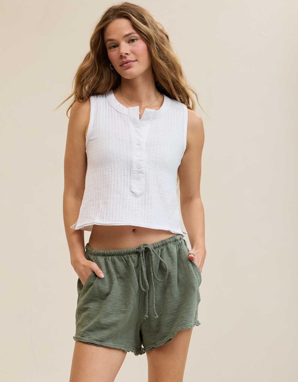 Aerie Shadow Stripe Henley Tank Top