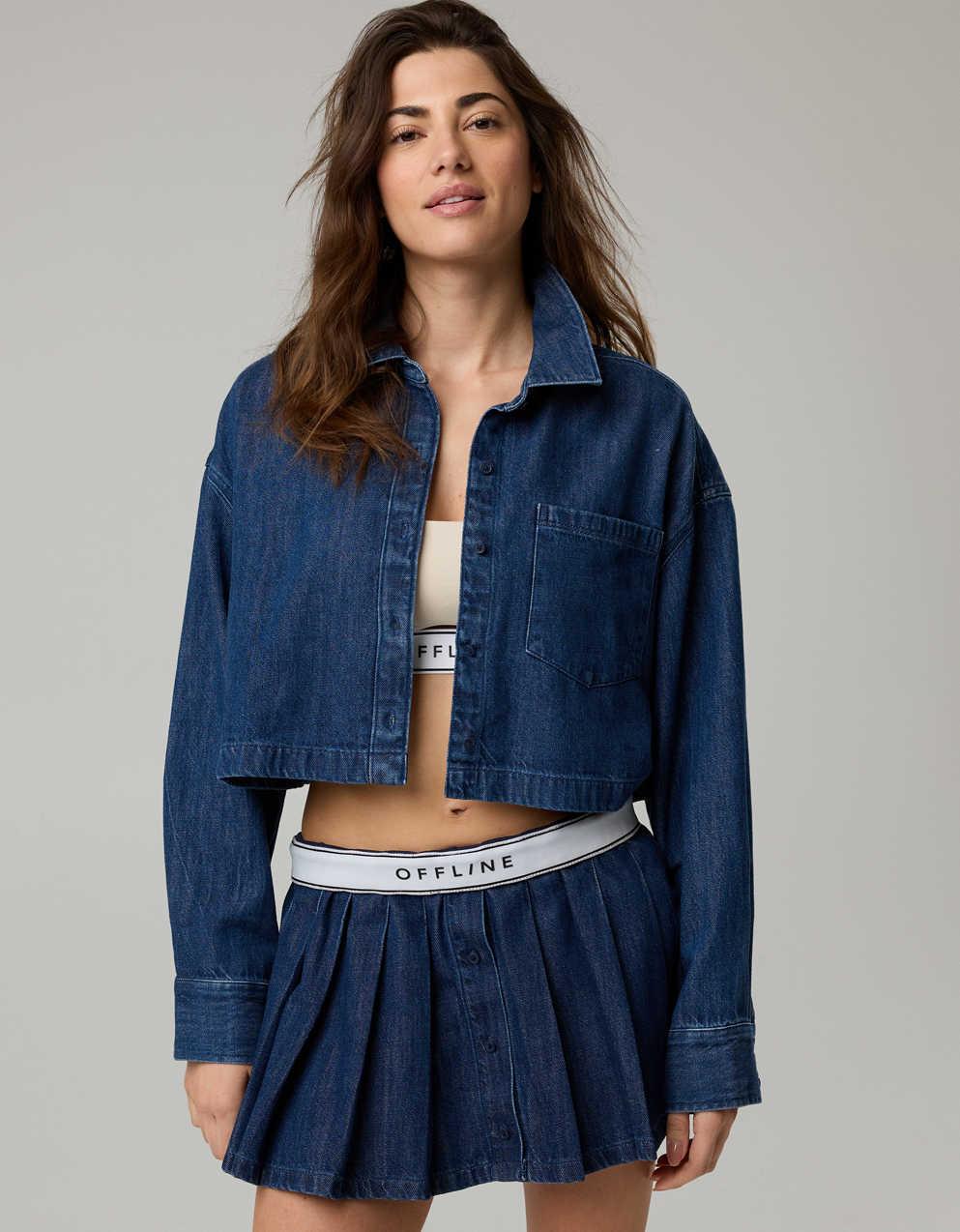 OFFLINE By Aerie Cropped Button Up Shirt