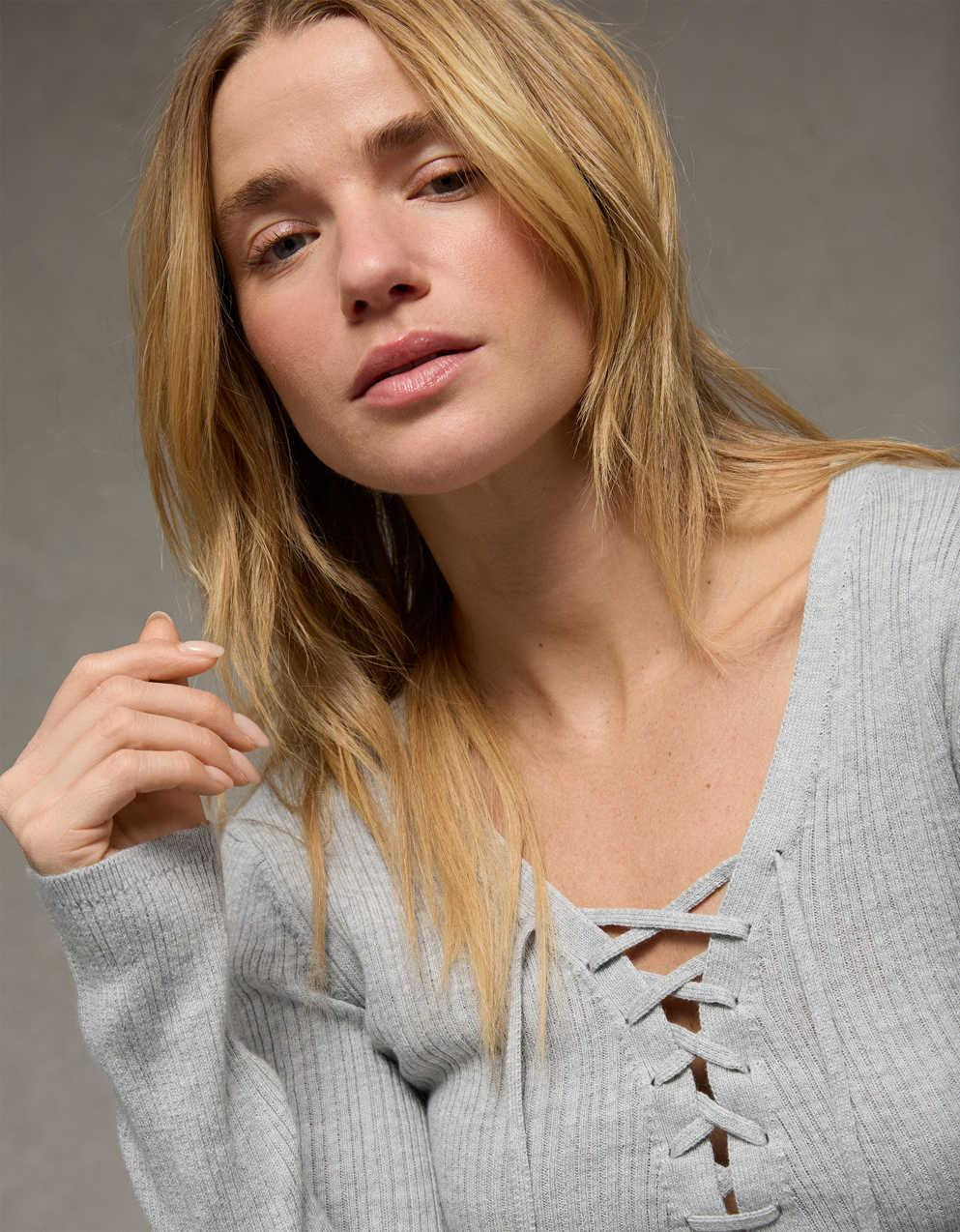 AE Lace-Up Sweater