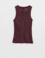 Aerie Unwind Waffle Henley Tank Top