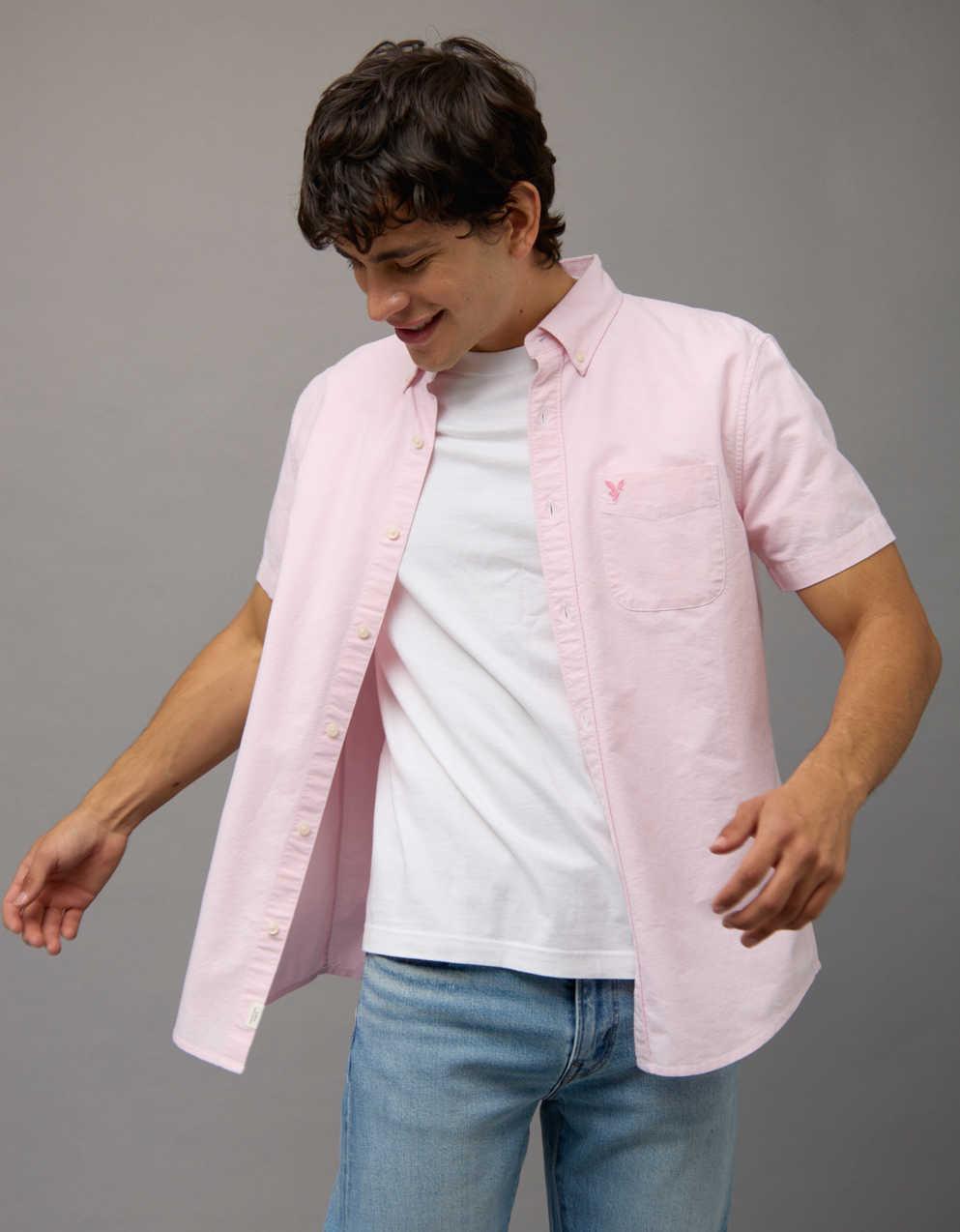 AE Short-Sleeve Slim Fit Button-Up Shirt