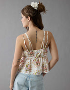 AE Tie Front Embroidered Tank Top