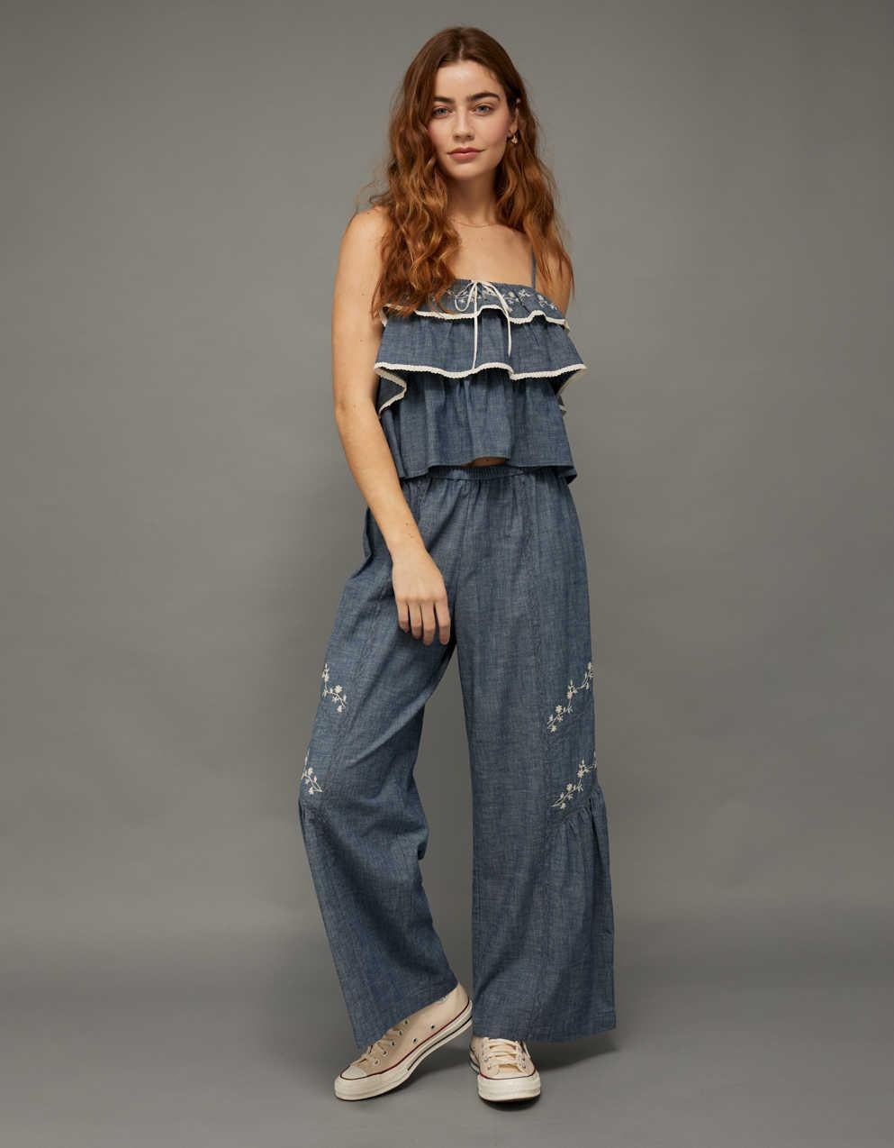 AE Embroidered Ruffle Cami Top