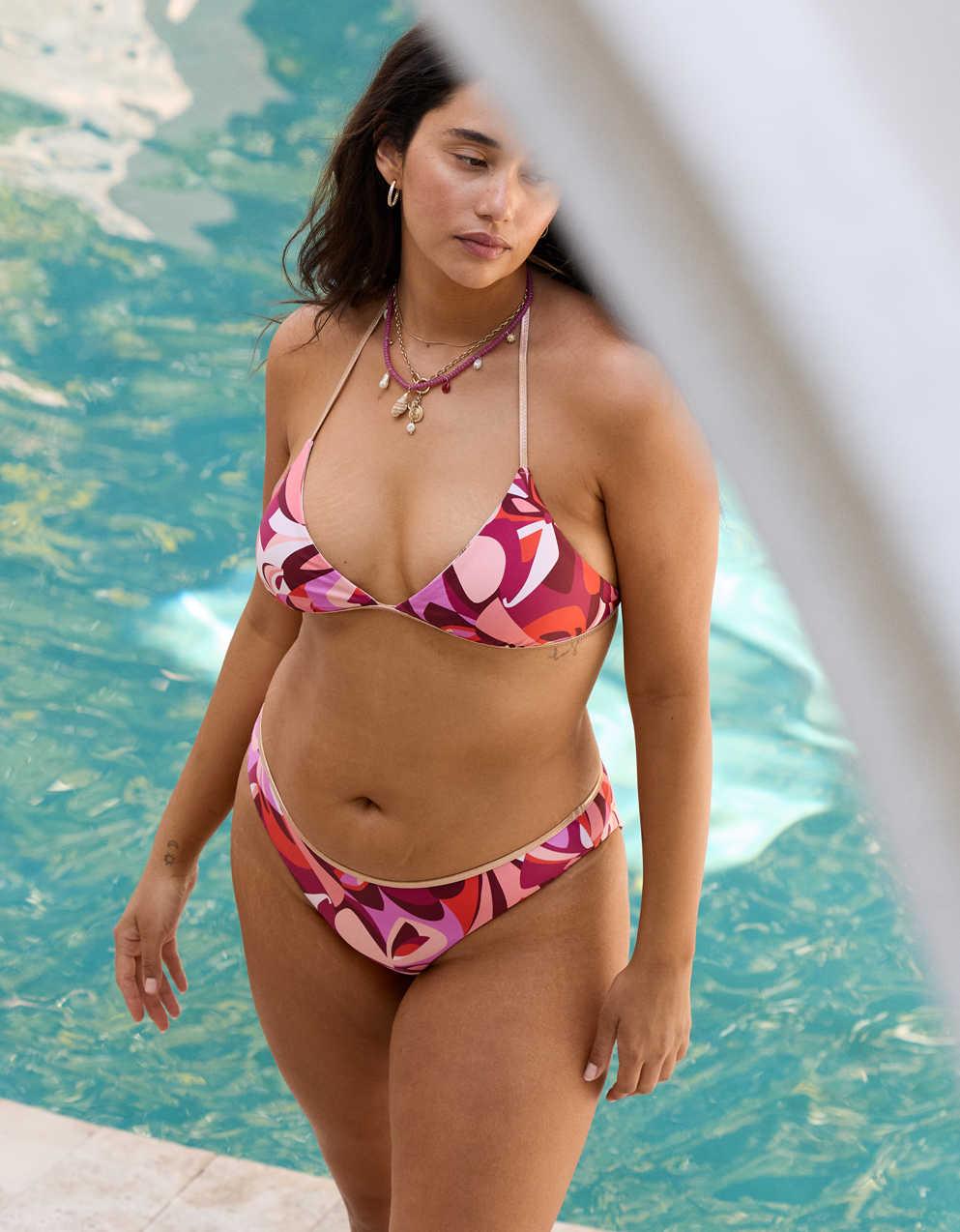 Aerie Reversible Metallic Binding Halter Triangle Bikini Top