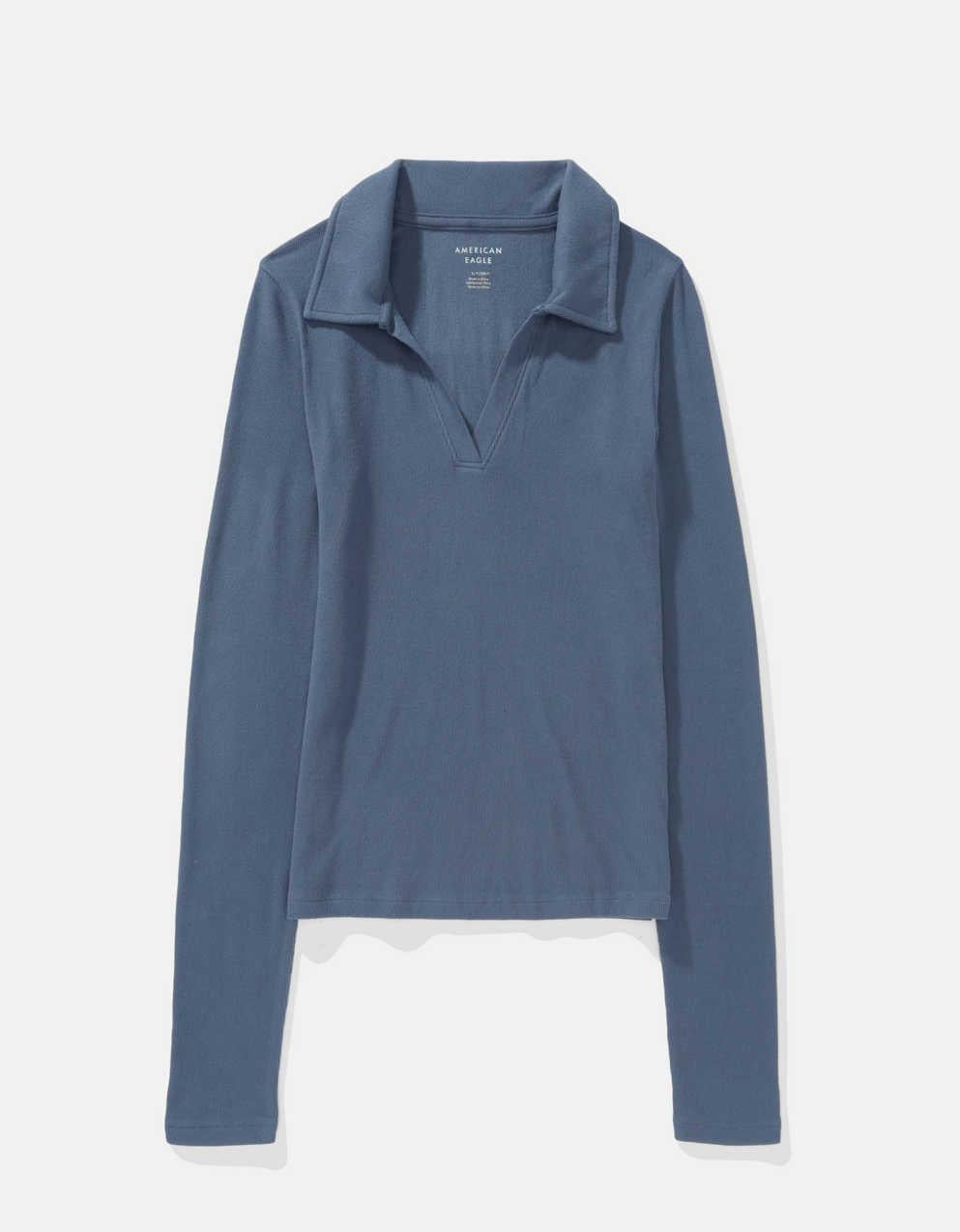 AE Long-Sleeve Plush Polo T-Shirt