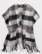 Aerie Fringe Plaid Cape