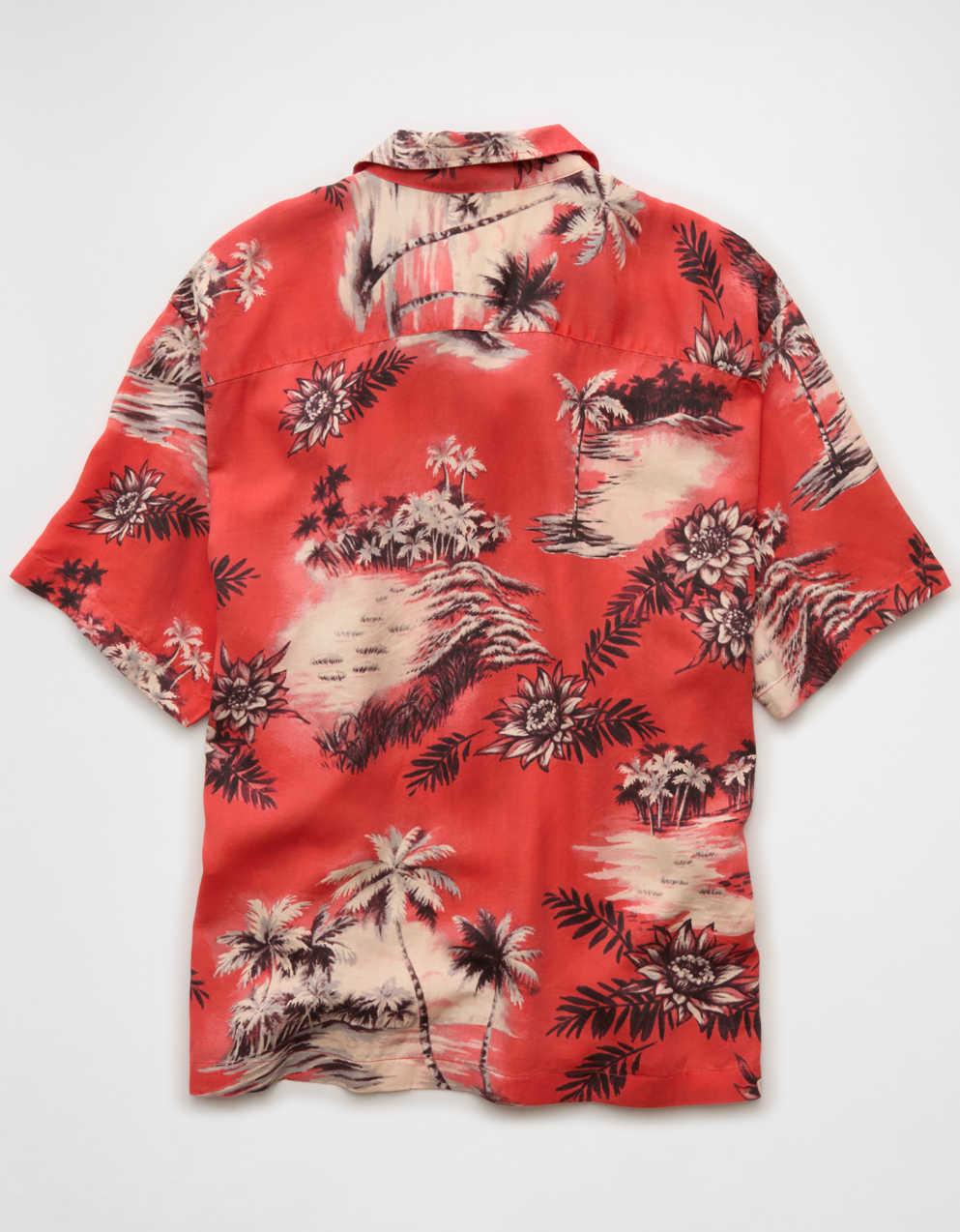 AE Relaxed Fit Camp Collar Button-Up Shirt