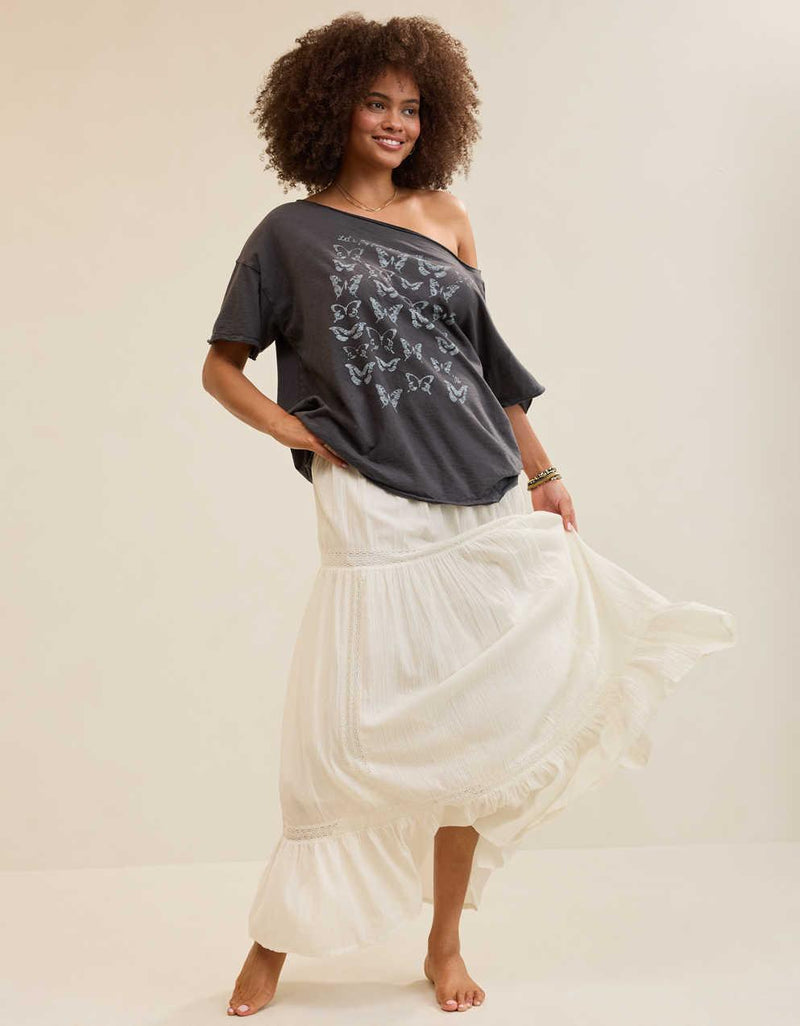 Aerie Lace Trim Maxi Skirt