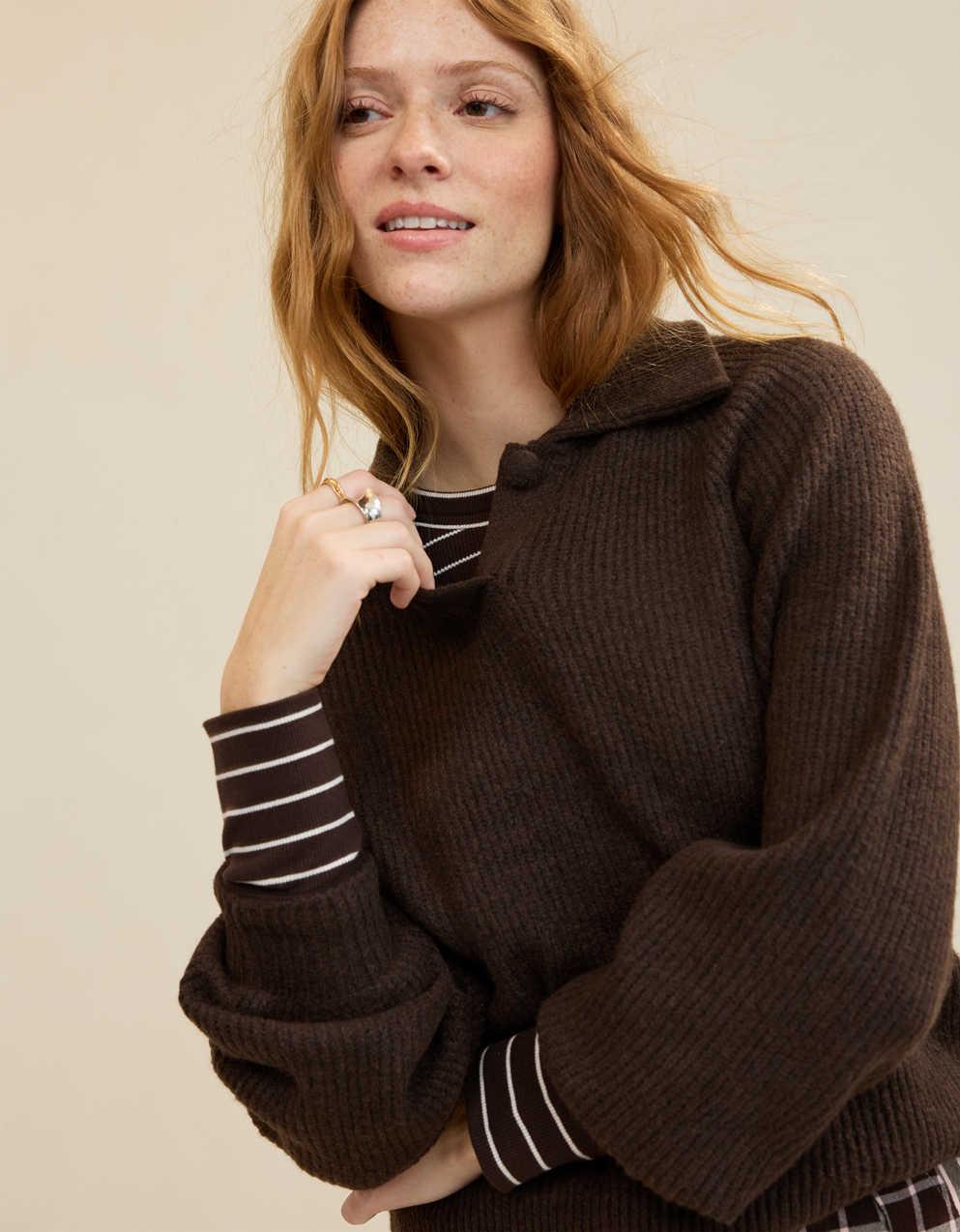 Aerie Classic Quarter Button Sweater