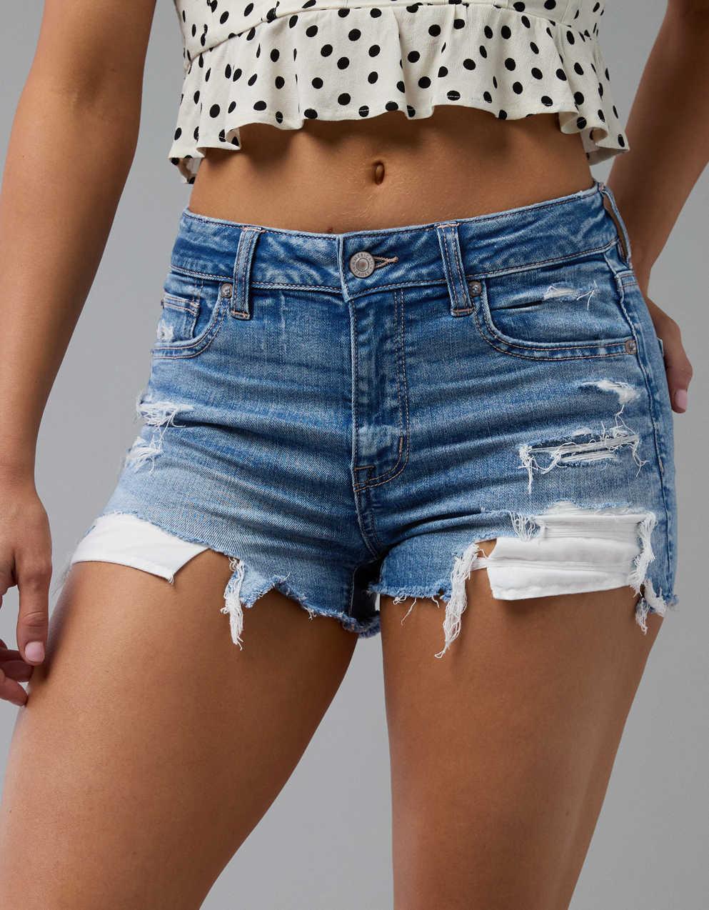 AE Next Level Ripped High-Waisted Denim Short Short