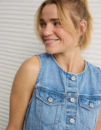 AE Button-Up Denim Midi Dress