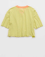 Aerie Remix Henley Cropped T-Shirt