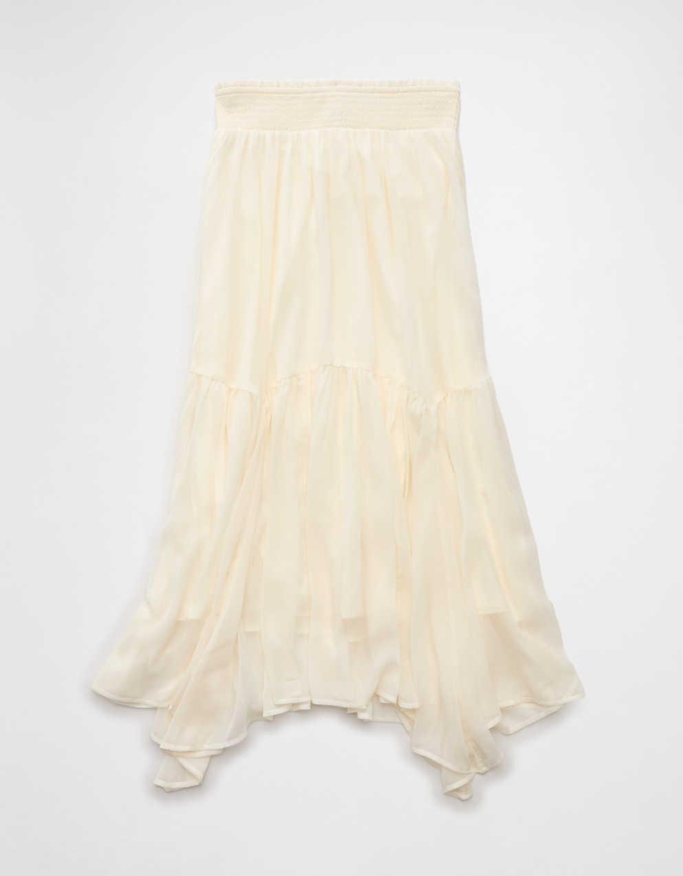 AE Smocked Handkerchief Hem Maxi Skirt