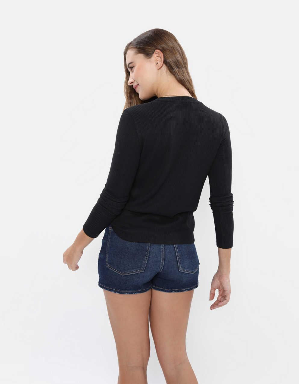 AE Long-Sleeve Waffle Plush Crew Neck Tee