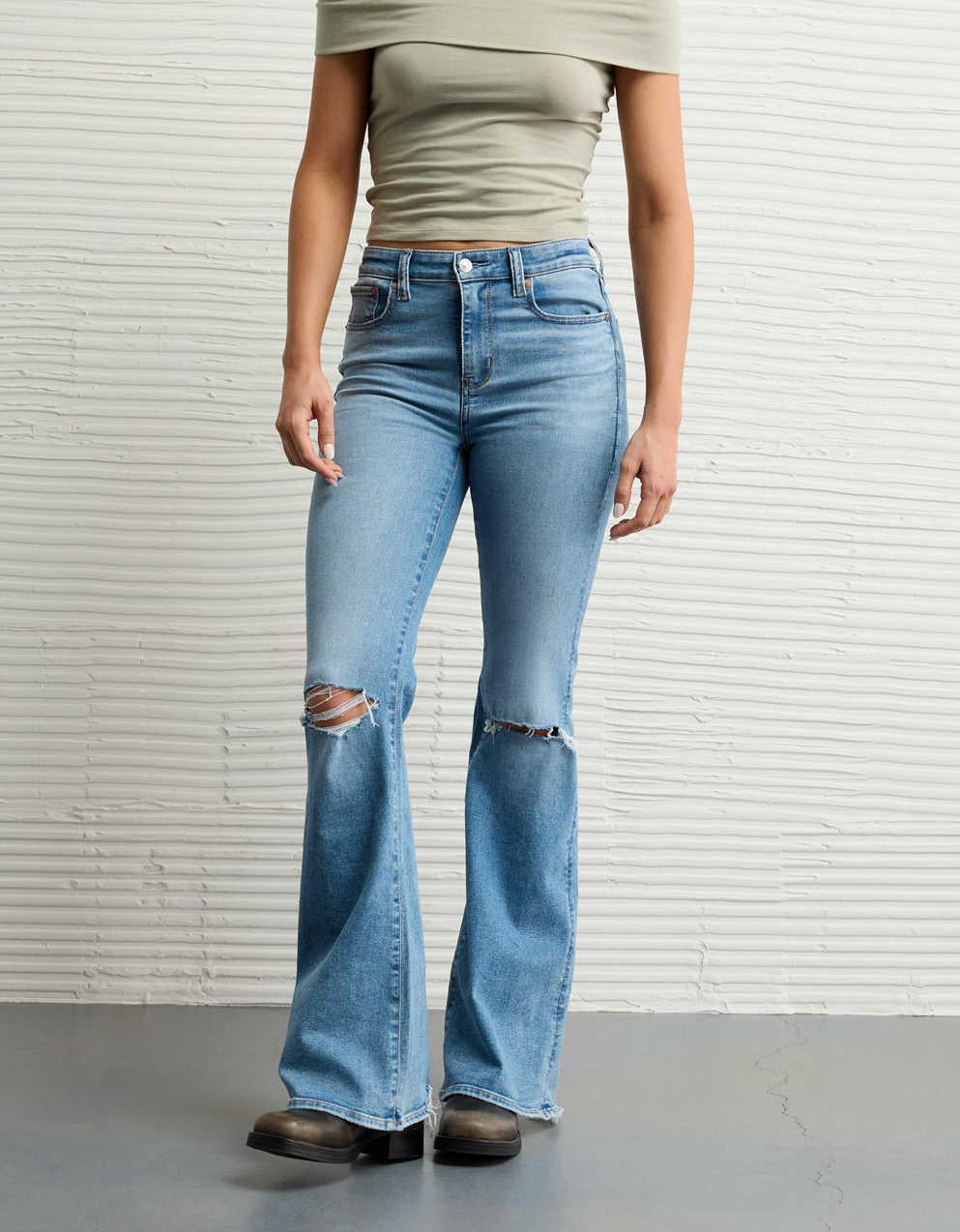 AE Next Level Ripped Super High-Waisted Flare Jean