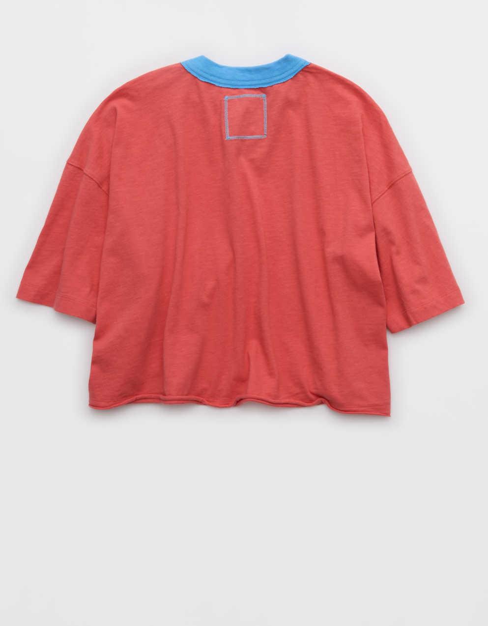 Aerie Remix Henley Cropped T-Shirt