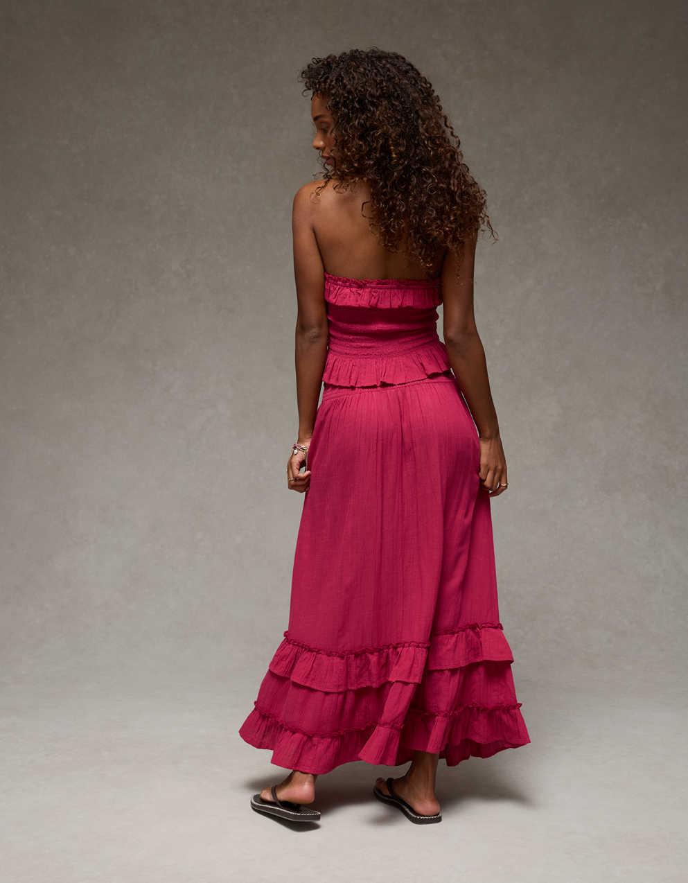 AE Mid-Rise Tiered Ruffle Maxi Skirt