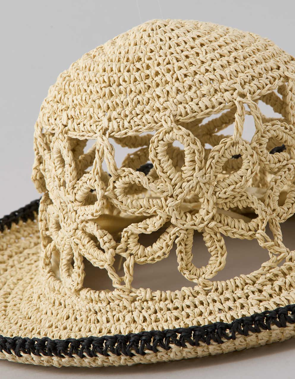 AE Raffia Flower Bucket Hat