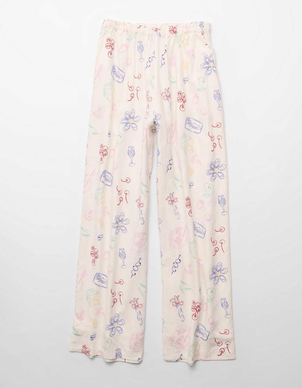 AE Linen-Blend Wide-Leg Pant