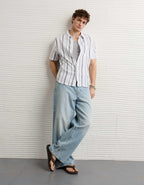 AE Standard Fit Linen-Blend Button-Up Shirt