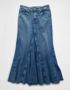 AE Low-Rise Pieced Denim Maxi Skirt