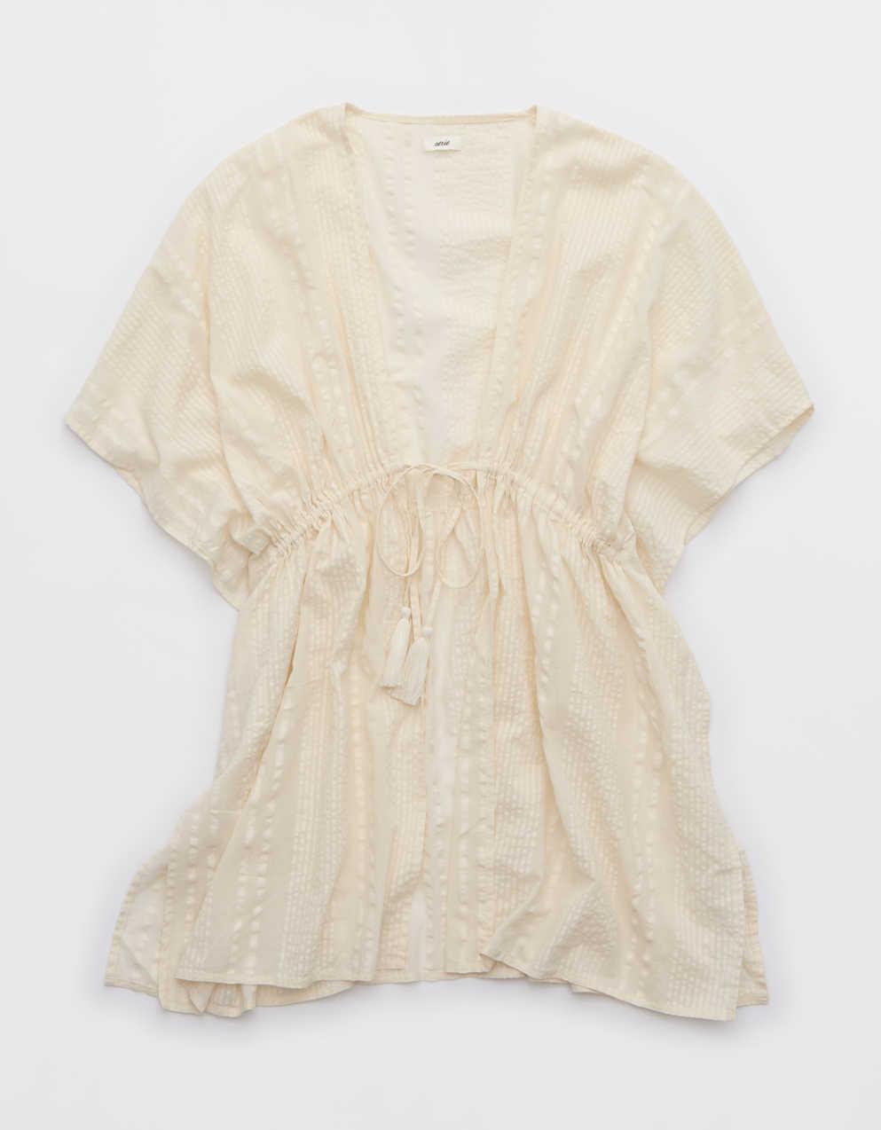 Aerie Seersucker Gauze Tie Cape