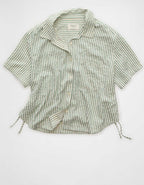 AE Short-Sleeve Side-Tie Button-Up Shirt