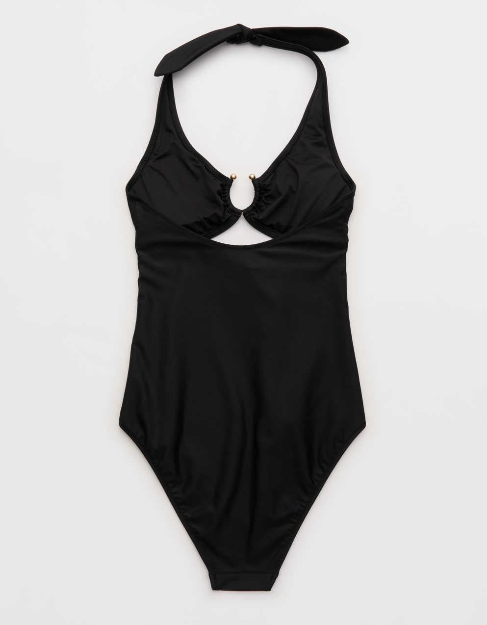 Aerie Horseshoe Ring Halter Full Coverage One Piece Swimsuit