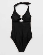 Aerie Horseshoe Ring Halter Full Coverage One Piece Swimsuit
