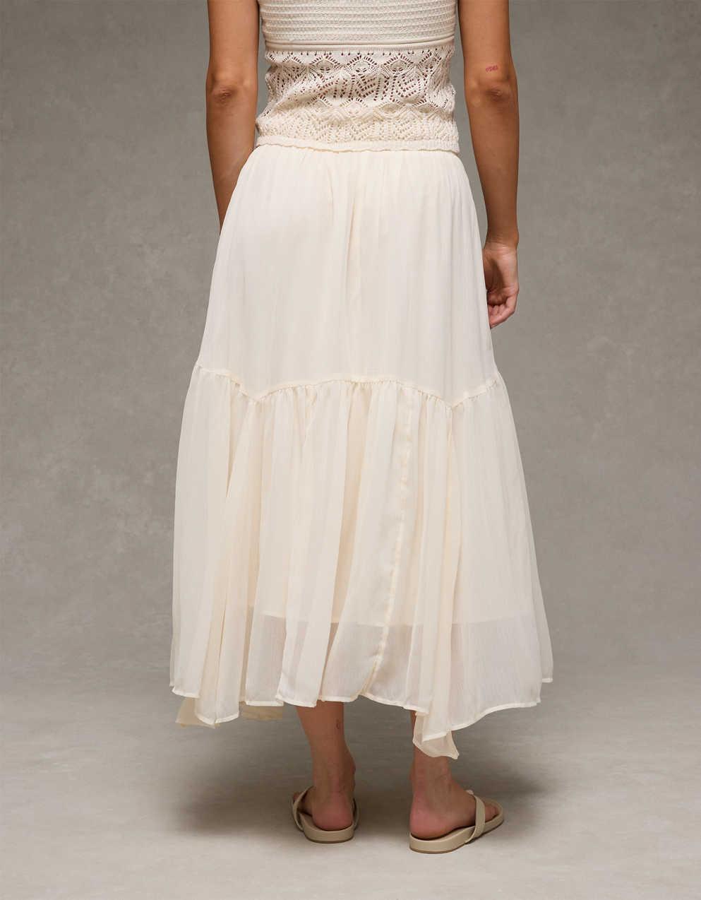 AE Smocked Handkerchief Hem Maxi Skirt