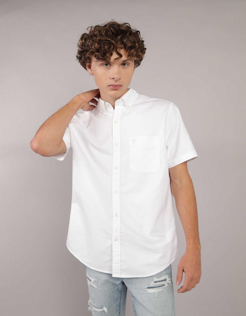 AE Short-Sleeve Slim Fit Button-Up Shirt