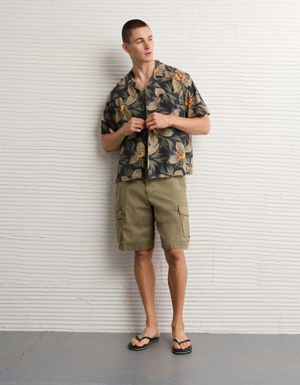 AE Relaxed Fit Camp Collar Button-Up Shirt