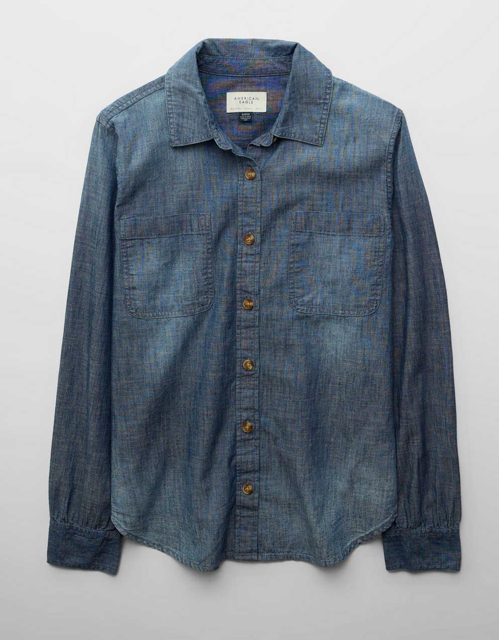 AE Bestie Long-Sleeve Button-Up Shirt