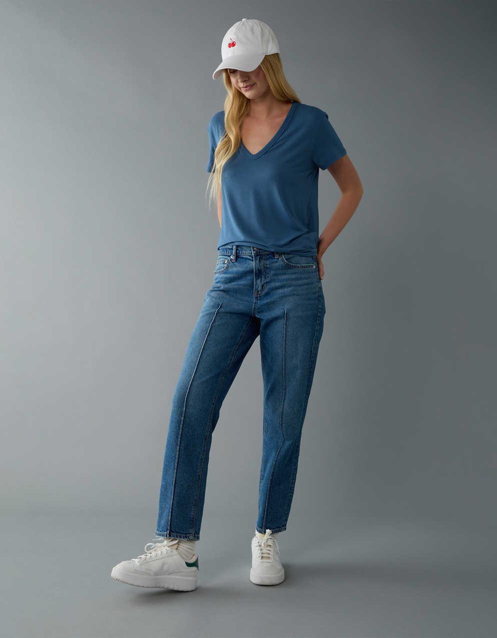 AE Stretch Super High-Waisted Ankle Straight Jean