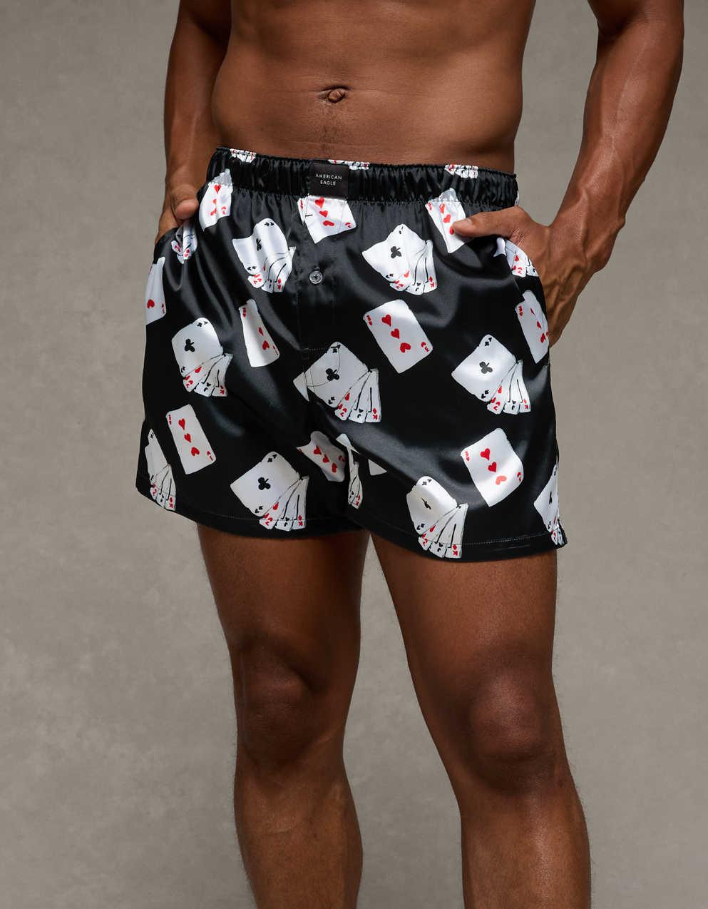 AEO Men's Cards Satin Pocket Boxer Short