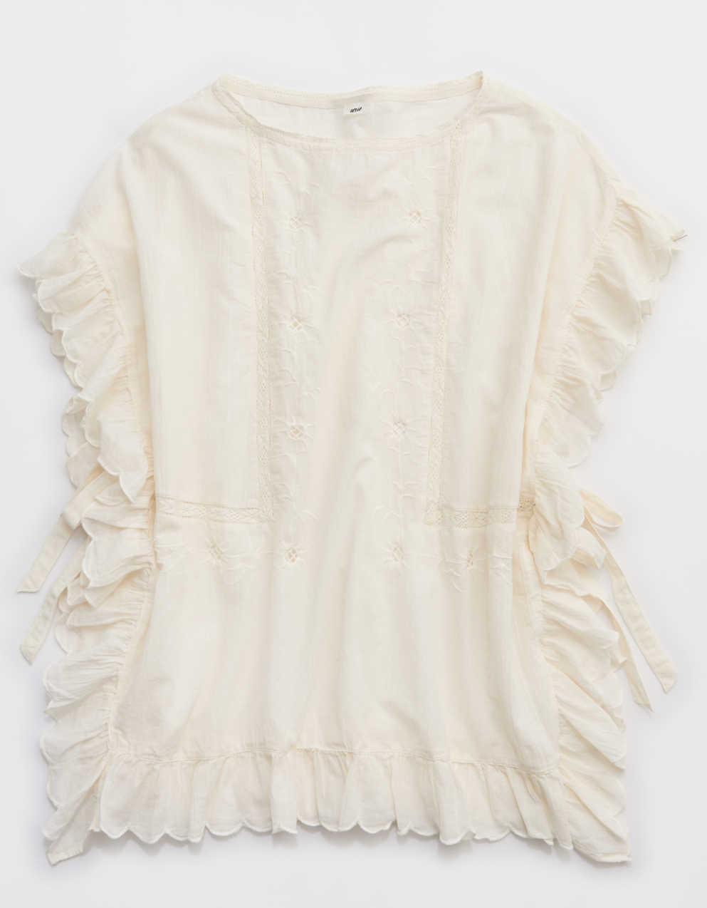 Aerie Embroidered Scalloped Pullover