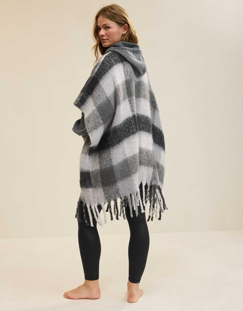 Aerie Fringe Plaid Cape