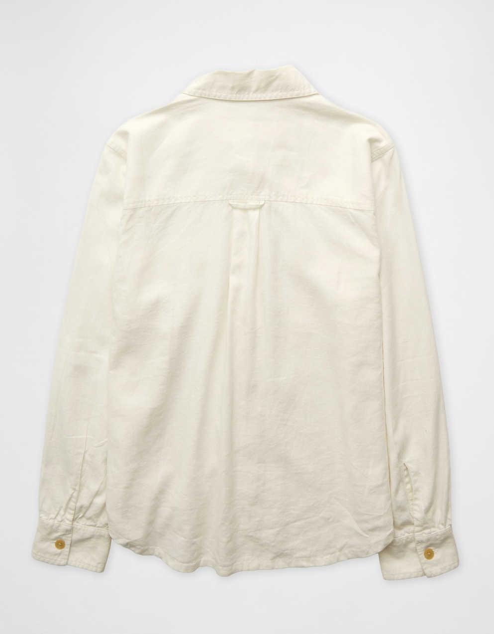 AE Bestie Linen-Blend Button-Up Shirt