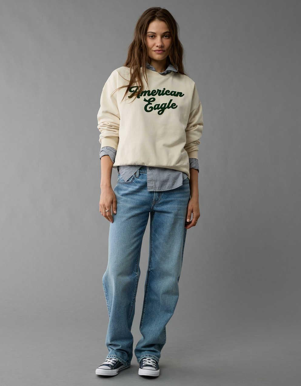AE Logo Graphic Relaxed Crew Neck Sweatshirt