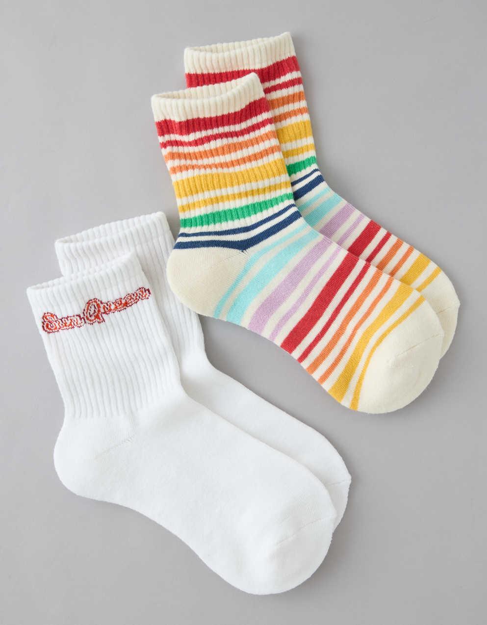 AE Pride Graphic Cropped Crew Socks 2-Pack