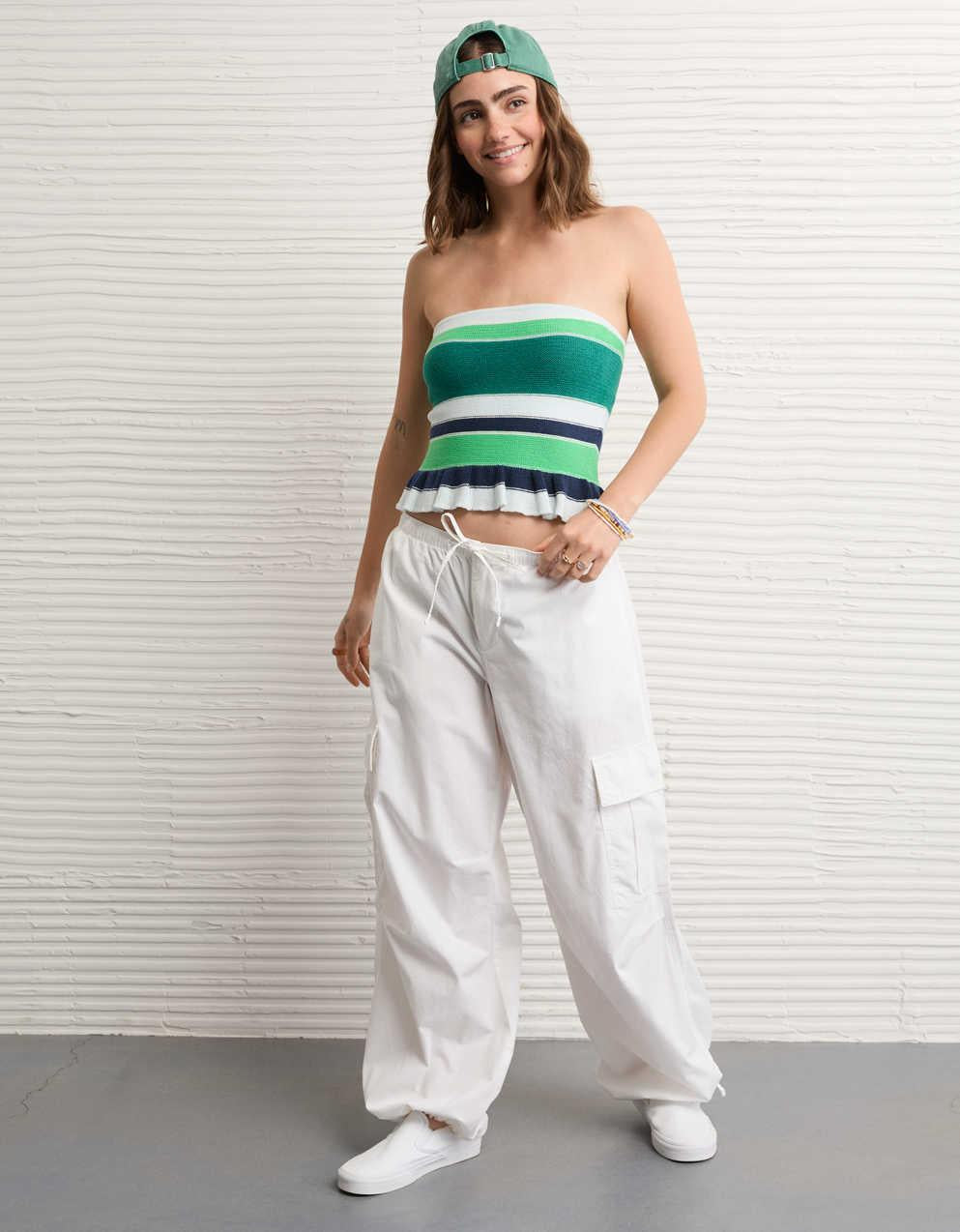 AE Cropped Peplum Sweater Tube Top