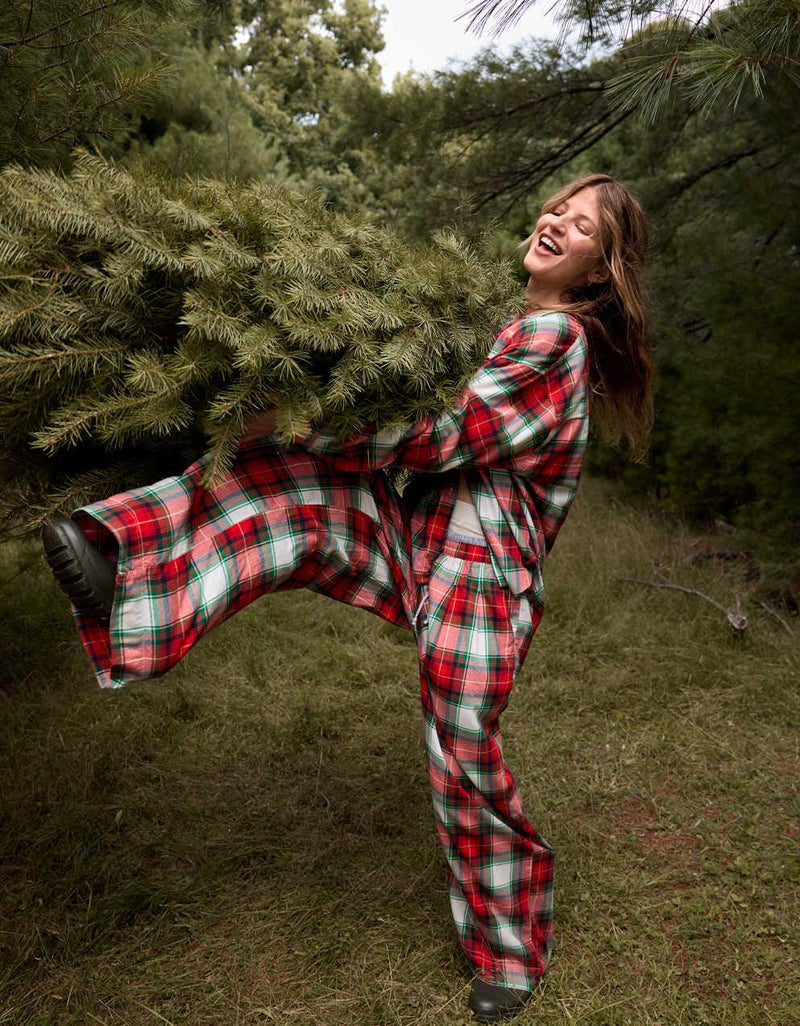 Aerie Checked Out Flannel Wide Leg Pant
