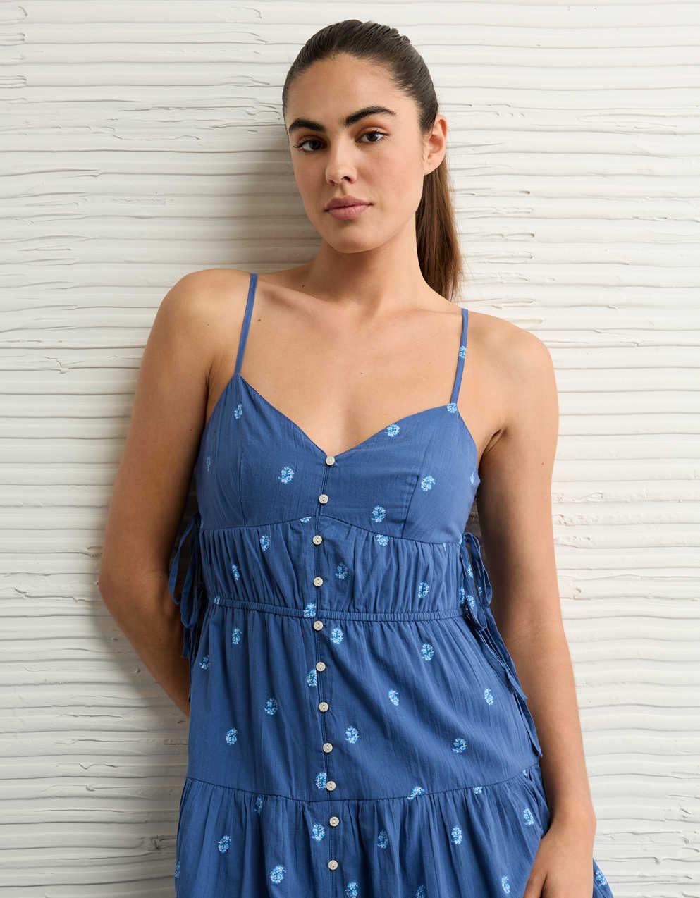 AE V-Neck Side Tie Midi Dress
