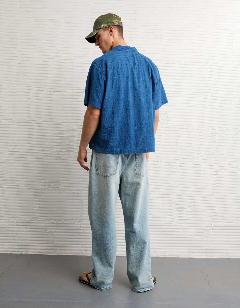 AE Relaxed Short-Sleeve Button-Up Shirt