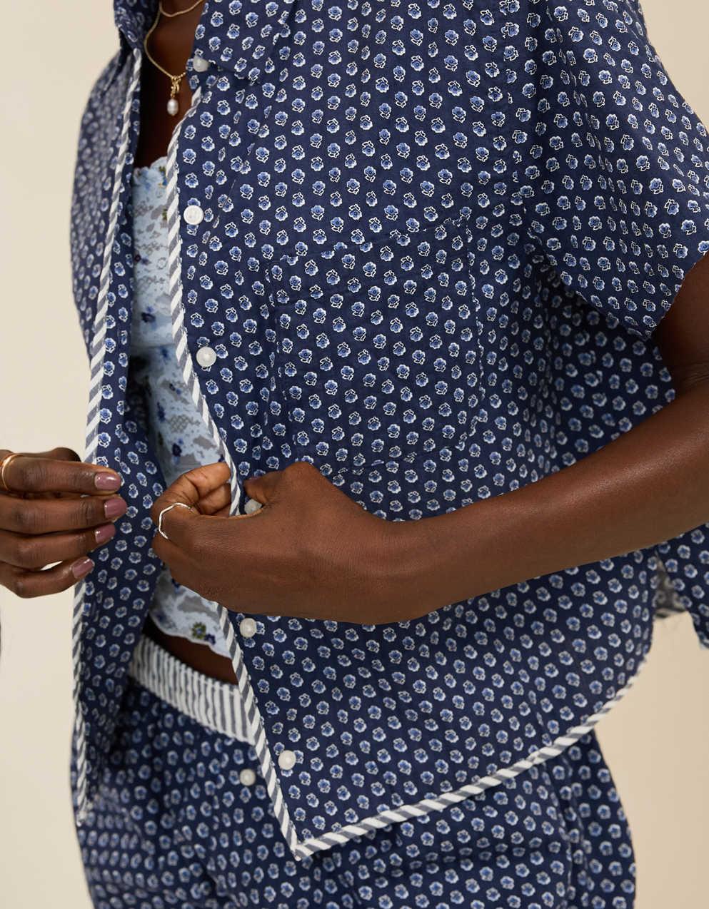 Aerie Seersucker Short Sleeve Pajama Top